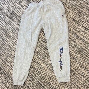 Champion Kids Light Gray Joggers with Navy Logo